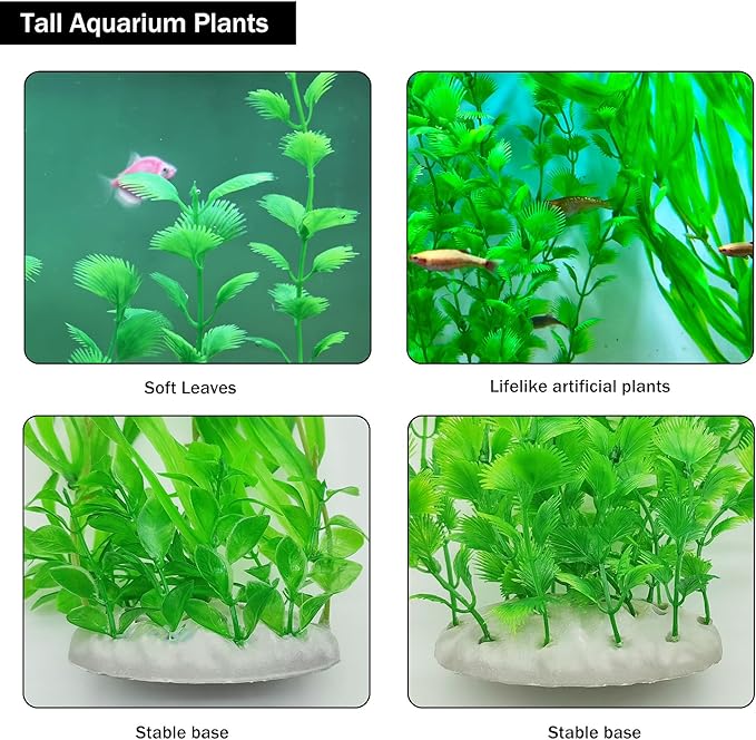 Artificial Aquarium Plants 23.6-26in, Extra Tall Fish Tank Plants for Large Tanks, Plastic Fish Tank Plant 2 Pack, Fake Aquarium Plant, Tall Decorations for Freshwater Aquariums(Green)