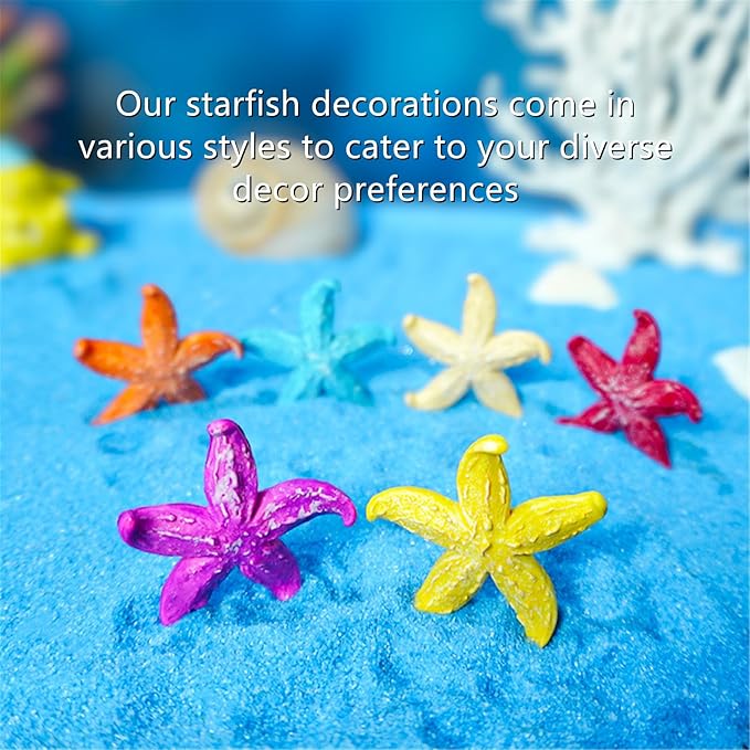 6 PCS Starfish Ornaments Realistic Starfish Decorations Starfish Fish Tank Ornaments Multi-Colored Mini Aquarium Decorations DIY Fish Tank Decor for Home DIY Crafts