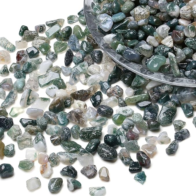 LAIDANLA Aquatic Agate Crushed Stone Crystal Chips Bulk Natural Gemstones Healing Reiki Crystals Mini Quartz Vase Filler Aquarium Gravel 100g