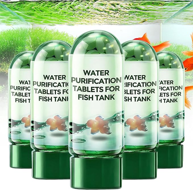 Water Purification Tablets for Fish Tank, Powerful Aquarium Water Purification Tablet, Efficient Clear Turbidity & Improve Water Quality, Remove All Kinds of Turbidity from Fish TankWater (5pcs)