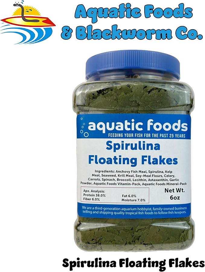 Premium Spirulina Flakes for African Cichlids, All Central and South American Cichlids, Koi, All Community Tropical Fish Also Pellet Mix, Wafer Mix Included…6oz