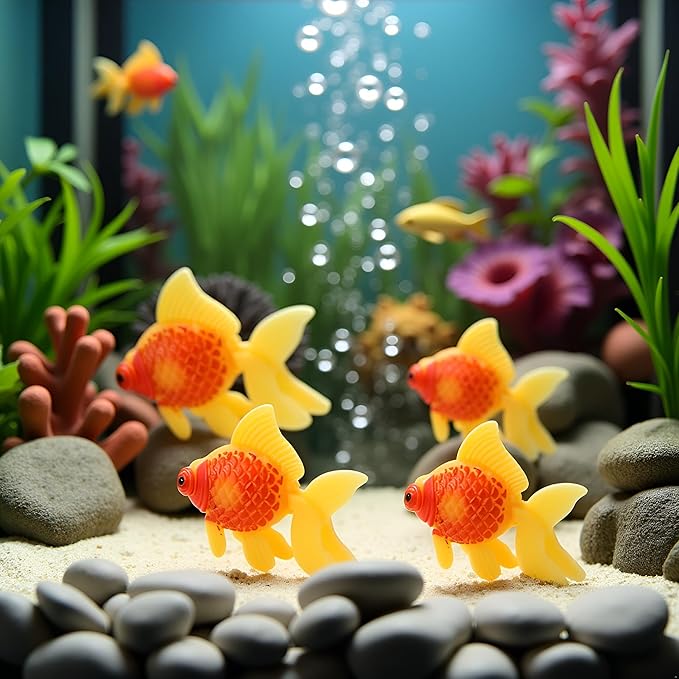 3 Pack Gold,orange Artificial Aquarium Fishes Fake Fish Plastic Fish Aquarium Moving Fishes Ornament Decoration Orange Goldfish for Aquarium Fish Tank Aquarium Décor Thematic Ornaments,Aquarium Décor