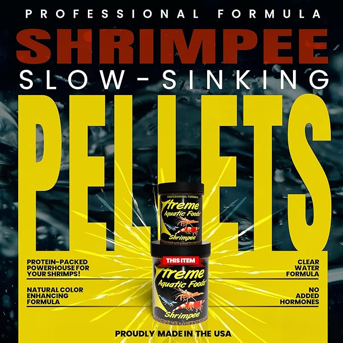 Xtreme Shrimpee 3mm Sinking Sticks: Nutrient-Rich, High-Vitamin Daily Fish Food for Shrimp, Corys, and Loaches, Ideal for Nano Tanks, Natural Treat for Vibrant Health - USA Farm Grown (6oz)