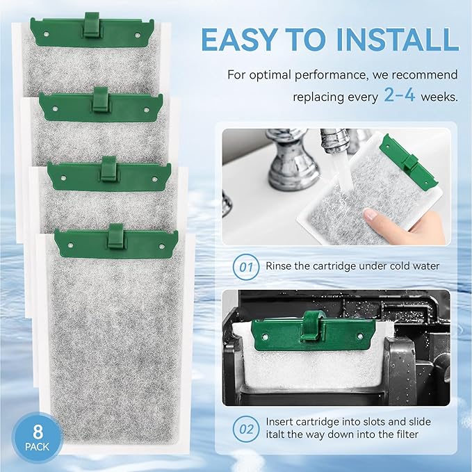 Medium Filter Cartridges Compatible with Tetra Whisper Bio-Bag Filter, Fish Tank Aquarium Filter Cartridges Replacement for Whisper PF10 10i IQ10 Filters (8 Pack)