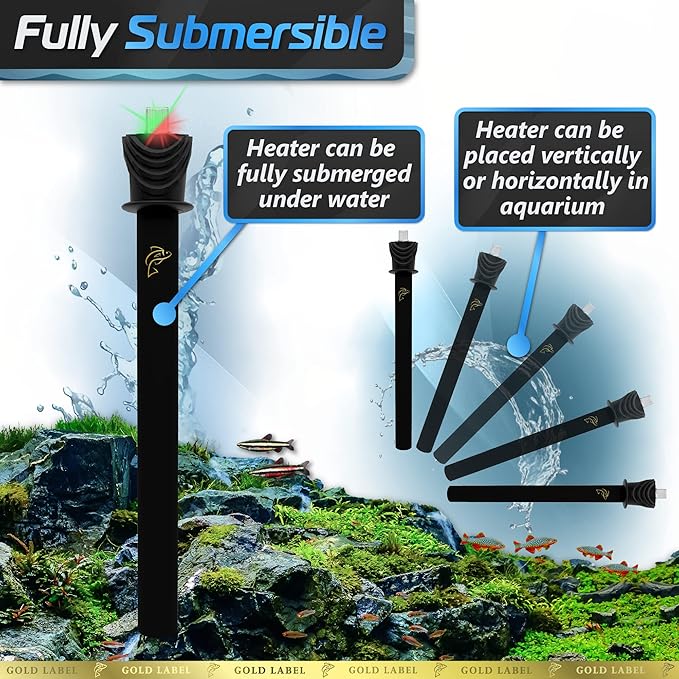 Premium Polymer Aquarium Heater with Advanced LED Temperature Control System - for Fresh & Saltwater Aquariums (150 Watts / 25-50 Gallons)
