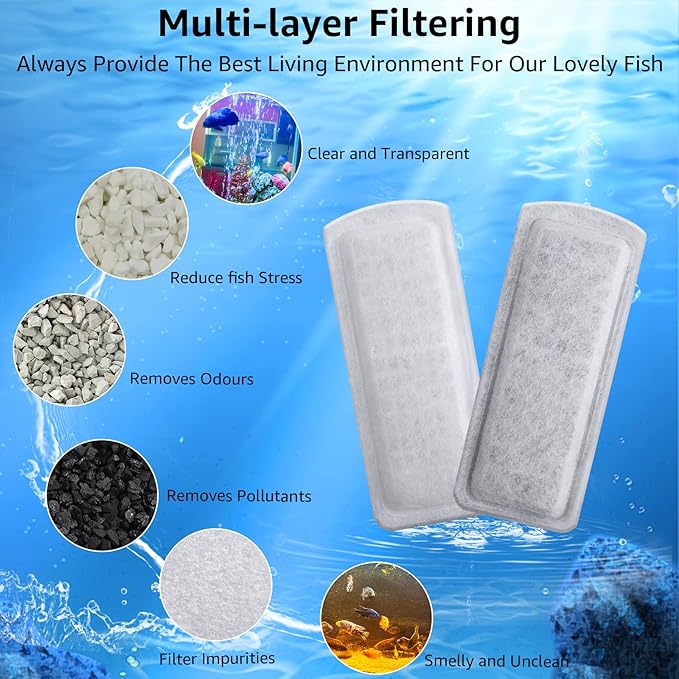6/12 Pack Fish Tank Filter Cartridges for Marina Slim Filters S10/S15/S20 - Quadruple Filtration - Replacement Filter Cartridges for Marina Slim Filters