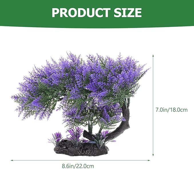 Ipetboom 1PC Aquarium Plants Fish Tank Decoration Artificial Fish Tank Decorations for Household and Office Aquarium Simulation Fish Tank Accessories Aquarium Ornament Fake Purple Bonsai