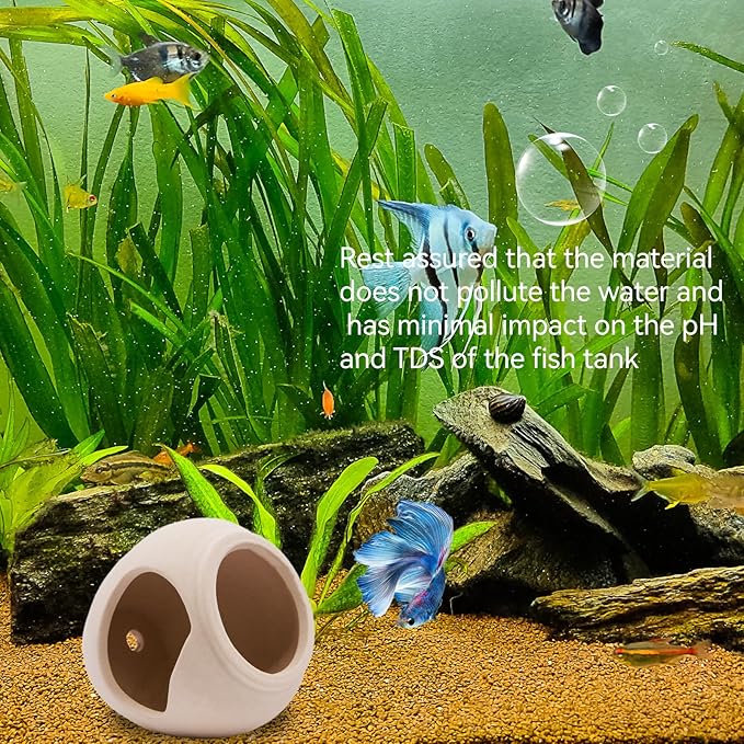 AnRui Aquarium Decorations Mini Ceramic Jar Fish Tank Hideout Cave Cute Pot Aquarium Accessories Decor Ornaments for Cichlid, Small Fish, Shrimp to Play Hide Breed Habitat