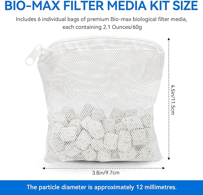 6 Pack Biomax Aquarium Filter Media Replacement for Fluval Spec, Evo and Flex Desktop Aquariums, 60g/2.1 Oz Bio Ceramic Rings Filter Media for Fish Tank, Placed in Filter Foam Block