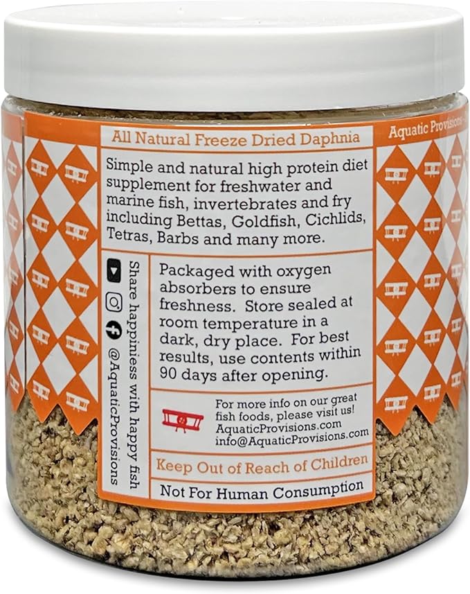 Aquatic Provisions Freeze Dried Daphnia 1 oz, Fish Food for Freshwater and Marine Aquarium Fish, Invertebrates, and Fry