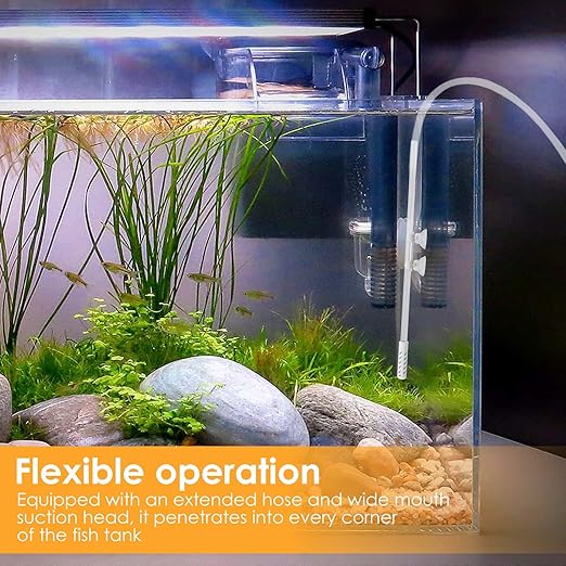 2 Pcs Aquarium Vacuum Gravel Cleaner, Siphon Fish Tank Cleaner Siphon Pump Water Change Fish Tank Accessories Hand with Long Hose and Cleaning Brush Pad, for Small Fish Tanks Aquarium Water Changing