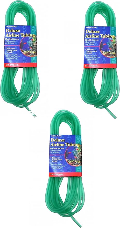 Penn Plax Deluxe Silicone Flexible Airline Tubing for Aquariums, 3/16-Inch x 20 Feet Per Pack (3 Pack / 60 Feet Total)