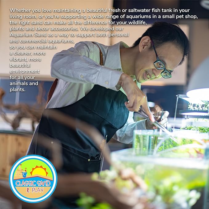 CLASSIC SAND & PLAY Natural Aquarium Sand for Freshwater and Saltwater Tanks, 40 lb. Bag, Improves Filter Life and Filtration Process, Pre-Washed Fine Sand, Orange