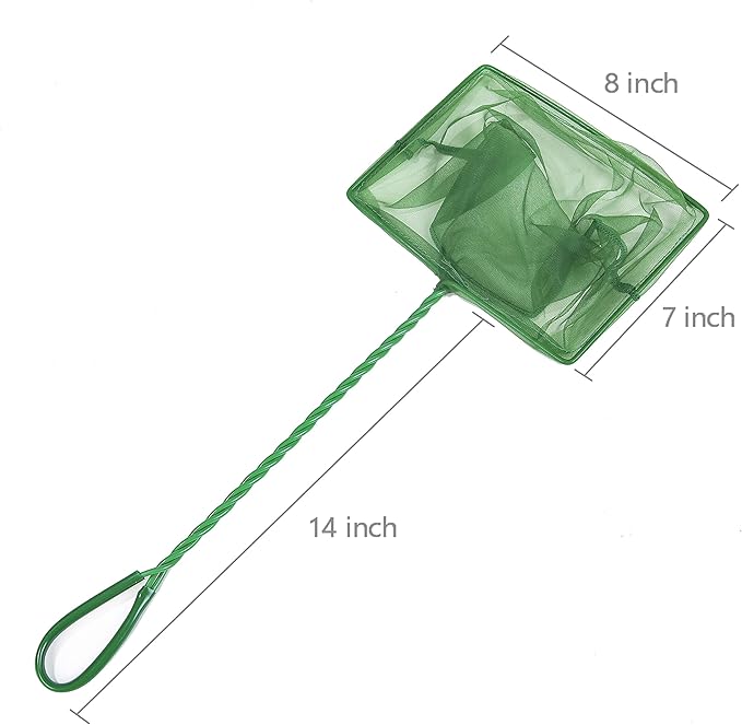 Laojbaba Aquarium Fishing Net Fish Tank Cleaning Tools Fine Mesh Net with Plastic Handle Green 8 Inch