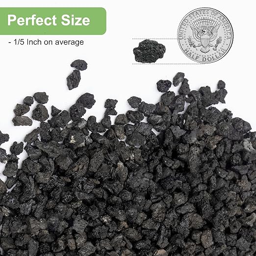 Pulovin 5 lbs Pebbles for Indoor Plants, Succulent, Cactus, 1/5 Inch Small Lava Rock for Plants Drainage, Natural Horticultural Volcanic Rock, Top-Dressing
