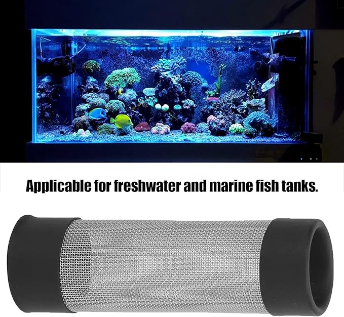 Aquarium Intake Filter Mesh Cover Fish Mesh Net Strainer Metal Pre Filter Tube Filter Accessory Stainless Steel Mesh Inflow Guard Intake Cover for Shrimp and Fish (Internal Diamete