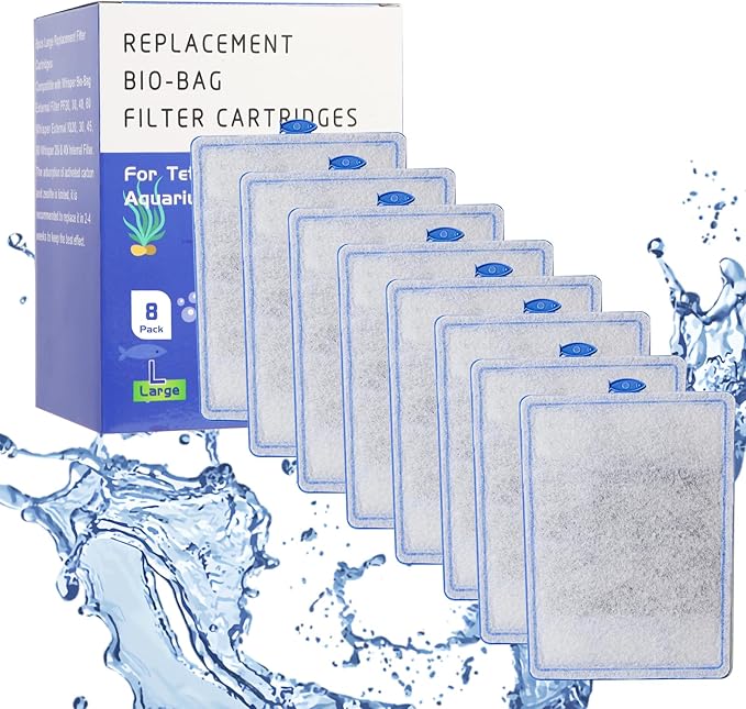 8 Pack Large Assembled Aquarium Filter Cartridge for Whisper Bio-Bag Power Filters, Replacement Filter Cartridges for Whisper 20i/40i IQ20/30/45/60 PF20/30/40/60 Power Filter