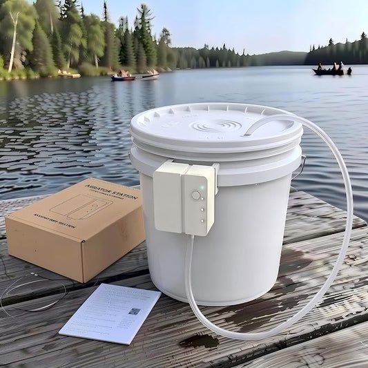 NovaSpark Whisper Quiet Minnow Bucket Aerator – 2-Second Swappable Battery Design, USB-C Rechargeable 25 GPH Portable Live Bait Pump for 5-20 Gallon Buckets