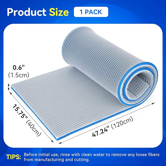 Borlech 8-Layer Fast-Acting Aquarium Filter Pad - Cut-to-Size Aquarium Floss Media for Fish Tank, Pond, Sump - Fast Water Polishing in Hours (47.24"x15.75"x0.6")