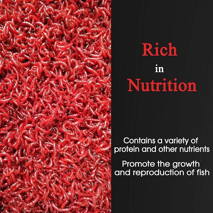 Blood Worms All Natural Tropical Fish Food for Small to Medium Sized Saltwater & Freshwater Fish - Betta Guppy Discus Cichlids Discus Goldfish Angel Fish