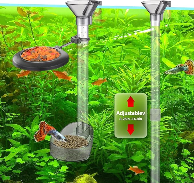 UPETTOOLS Shrimp Feeding Dish Set, Aquarium Fish Feeder Tube Kit Clear Durable Shrimp Feeding Tube with Feeding Ring, Cleaning Brush for Fish Tank