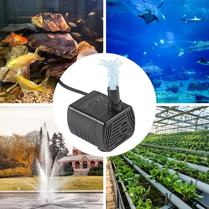 2Pcs DC5.5V-12V Mini Submersible Water Pump 1W-3W Small Fountain Pump for Aquarium Fish Tank Fountain Hydroponics Water Feature, Indoor Fountains