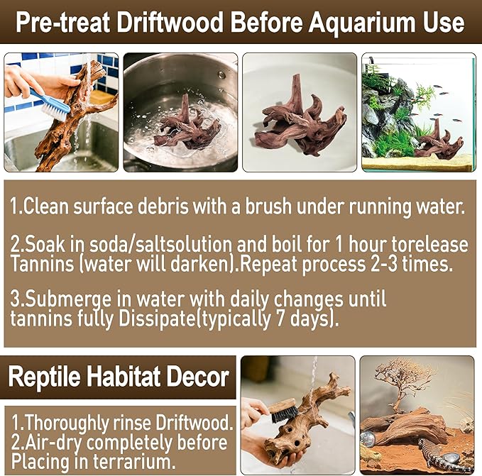 Kaiyuan Dynasty Natural Driftwood for Aquarium Sinkable Driftwood for Reptile Terrariums Fish Tank Decorations 12-16",About 1.5 lbs
