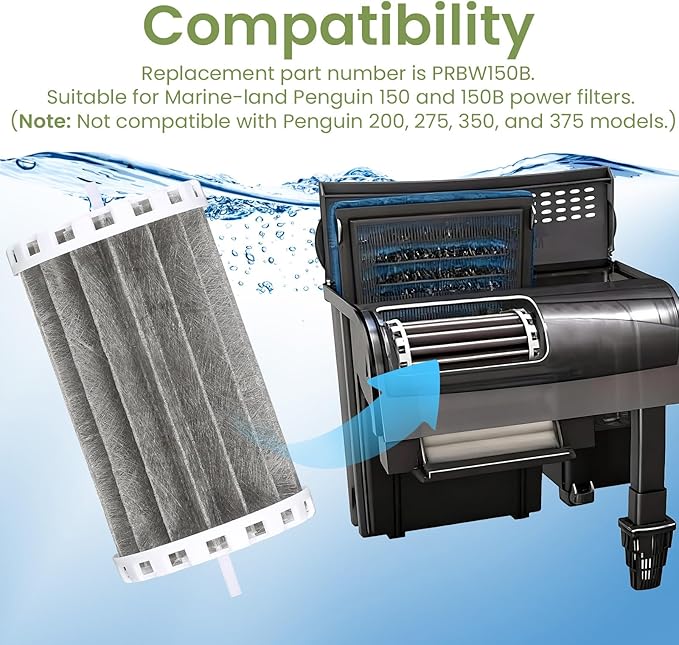 Aquarium Filter Compatible with Marineland Penguin 150/150B Power Filters,Bio-Wheel Assembly PRBW150B,Replacement Fish Tank Filter Parts,2 Pack