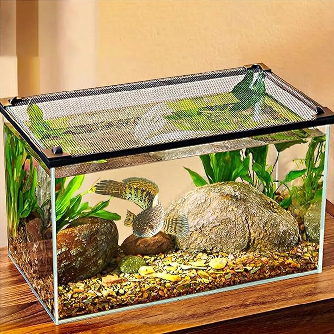 Mesh Screen Netting for Fish, DIY Magnetic Aquarium Lid Net Kit Multiple Sizes(80cmx40cm)