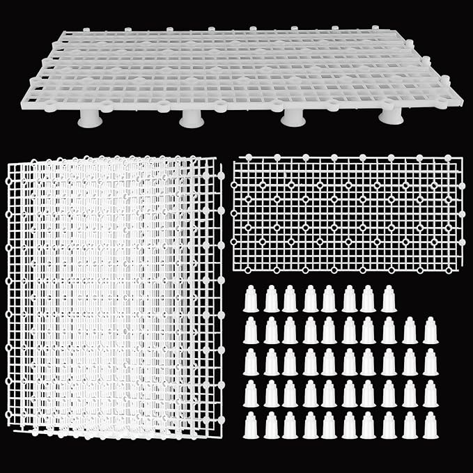 8pcs Aquarium Fish Tank Divider Filter Bottom with Bracket, Plastic Egg Crate Grid (11.6X5.7inch) for Fish Tank Separation, Bottom Filtration & DIY Aquascaping (White, 48 Brackets)