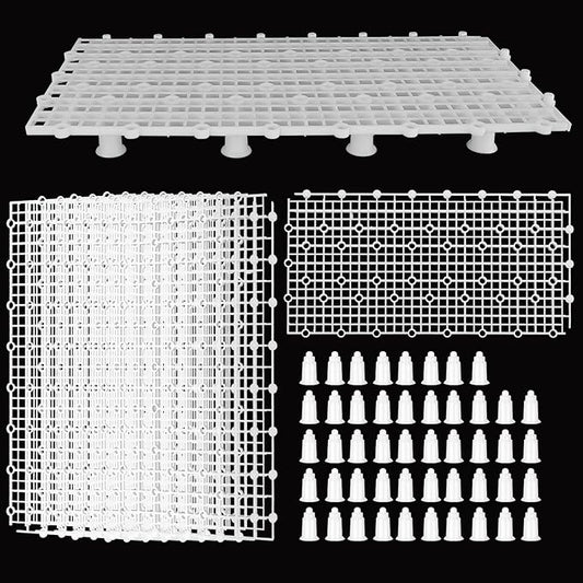 8pcs Aquarium Fish Tank Divider Filter Bottom with Bracket, Plastic Egg Crate Grid (11.6X5.7inch) for Fish Tank Separation, Bottom Filtration & DIY Aquascaping (White, 48 Brackets)