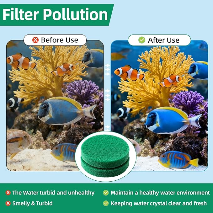 SaferCCTV 12Pcs Fine Filter Pads Water Polishing Pad Compatible with Fx4, Fx5, Fx9, Aquarium Filter Canister Filter Cotton Replacement Pad