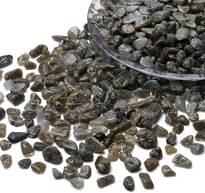 LAIDANLA Labradorite Crushed Stone Crystal Chips Bulk Natural Gemstones Healing Reiki Crystals Mini Quartz Vase Filler Aquarium Gravel 100g