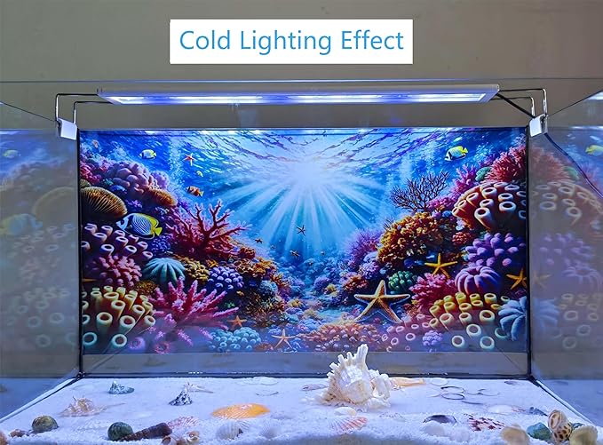 Undersea Coral Aquarium Background Marine Life Starfish Sunlit Fish Tank Background 30x18 Inches PVC Glass Container Decoration with Tapes