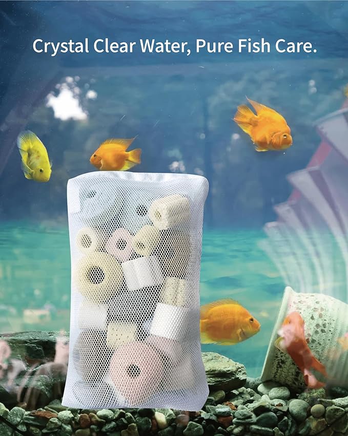 10 Pcs Aquarium Filter Media Bags - Reusable Mesh Bags (6" x 4") for Fish Tank Filters