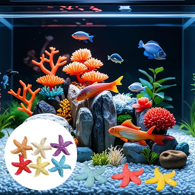 6 PCS Starfish Ornaments Realistic Starfish Decorations Starfish Fish Tank Ornaments Multi-Colored Mini Aquarium Decorations DIY Fish Tank Decor for Home DIY Crafts