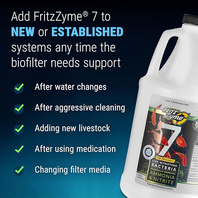 Fritz Aquatics FritzZyme 7 Live Nitrifying Bacteria Naturally Removes Amonia & Nitrite for Freshwater Fish (64-Ounce)