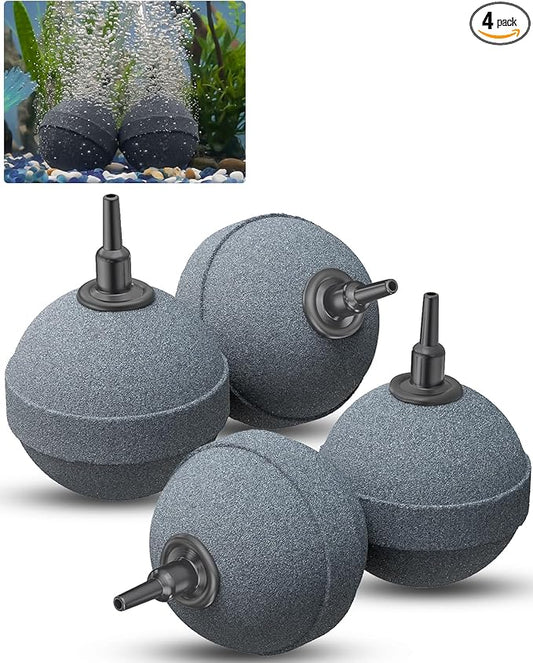 Pawfly Air Stone 2 Inch, Aquarium Air Stone Ball Bubbler Airstone Oxygen Diffuser for Pump Fish Tank Buckets Small Pond and DWC System, 4 Pack