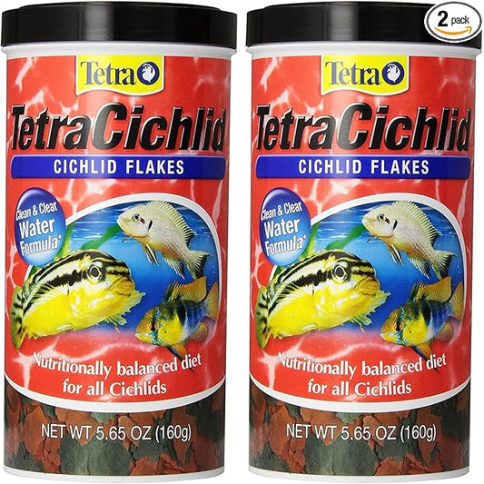 Tetra TetraCichlid Cichlid Flakes, Fish Food, Clear Water Advanced Formula, 5.65 Ounce (Pack of 2)