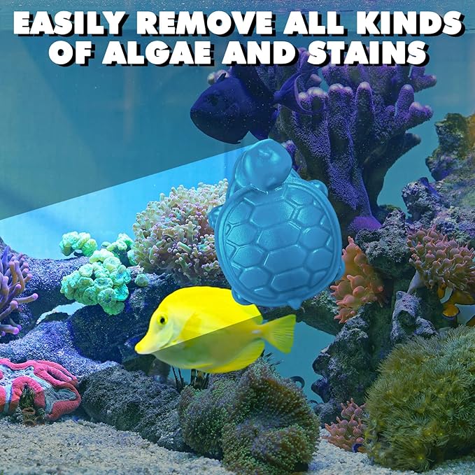2 Pcs Algae Cleaning Scrapers Aquarium Tank Glass Brush Small Aquarium Magnet Cleaner Fish Tank Algae Cleaner Magnetic Cistern Glass Detergent for Fish Urn Detergent(Tortoise,Blue, Coffee Black)
