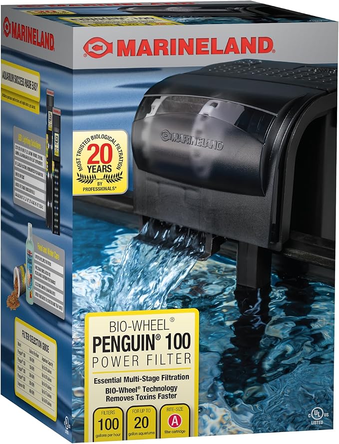 Marineland Penguin Bio-Wheel Power Filter 100 GPH, Multi-Stage Aquarium Filtration