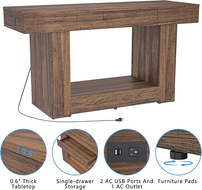 55–75/90 Gallon Aquarium Stand, 48 Inch Fish Tank Stand with Power Outlets & USB Ports, Heavy Duty Double Aquarium Stand for Turtle Reptile Terrarium, Farmhouse Tank Stand,Rustic Brown