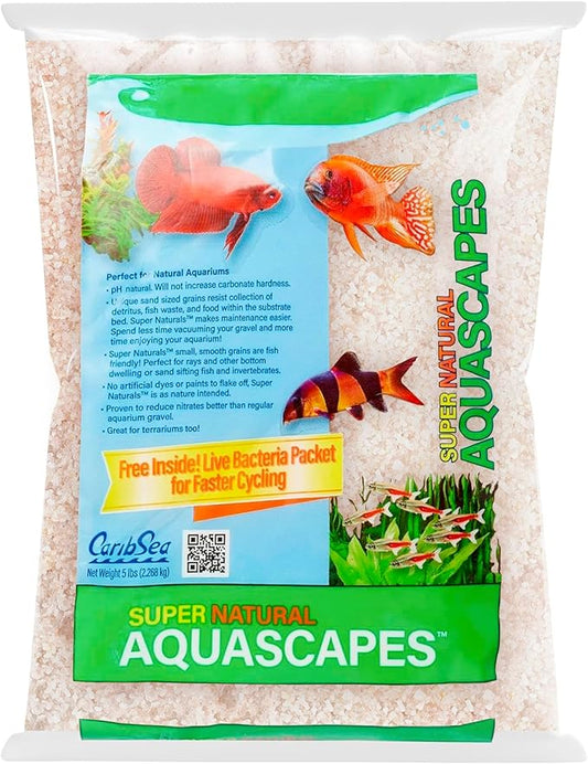 Carib Sea Super Naturals Aquarium Sand - 20 lb - Torpedo Beach - Natural Substrate for Freshwater Aquariums, Enhances Aquascaping & Promotes Healthy Aquatic Environment
