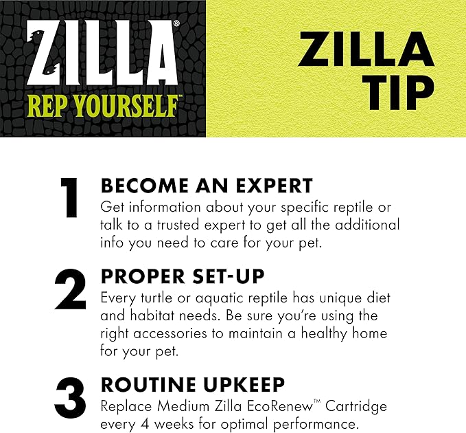 Zilla EcoRenew Filter Cartridges, for Zilla Aquatic Reptile Internal Filter with SmartClean Technology 20G, 3-Pack