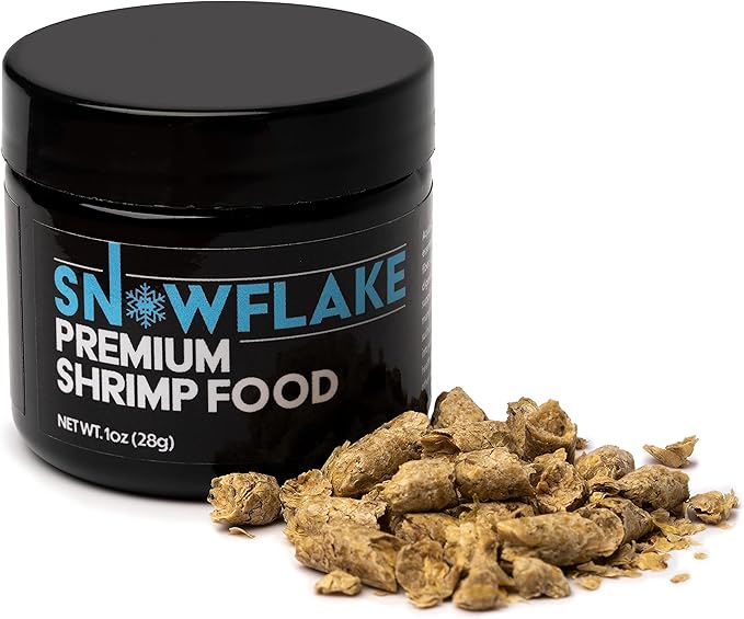 Aquatic Arts Shrimp Food Pellets for Freshwater Aquariums – Neocaridina & Sulawesi Diet, Large Snowflake Sinking Pellets for Live Aquarium Invertebrates, 1oz