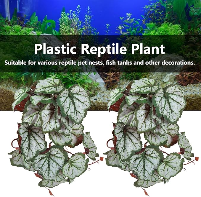 2PCS Artificial Water Plant,Simulation Vine,Lifelike Plastic Leaves Decoration with Suction Cup,Plastic Plant Aquatic Water Grass Decor for Fish Tank (Where Root Leaves)