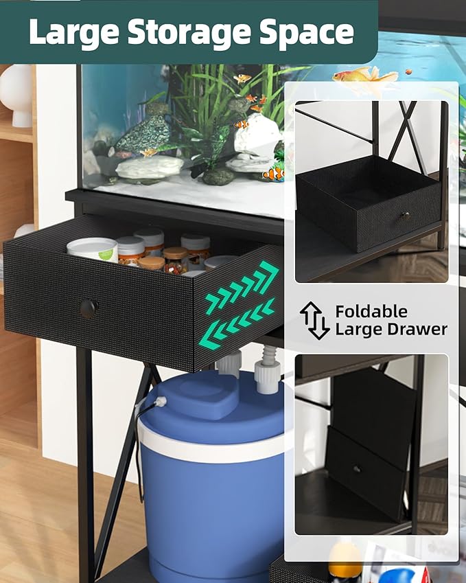 Fish Tank Stand 29 Gallon: Sturdy Aquarium Stand with Accessories Storage - Metal Fish Tank Table for 20-29 Gallon Reptile Breeder Turtle Terrarium - 30.7"x16.5" Weight Capacity 330 lbs