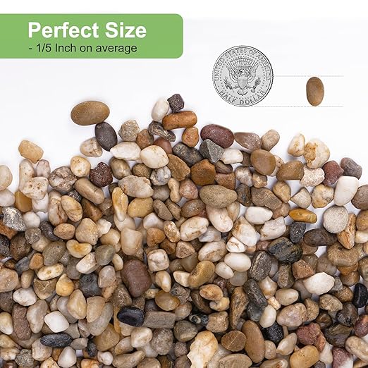 Pulovin 5 lbs Drainage Rocks for Potted Plants, 1/5 Inch Small Pebbles for Indoor Plants, Decorative Gravel for Vases, Bamboo, Succulent, Terrarium, Crafts, Cactus