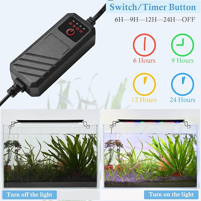 FEDOUR Aquarium LED Light, Full Spectrum Aquarium Plant Light with Timer, Extendable Metal Brackets, for Fish and Plant Tank (16-24 inch)