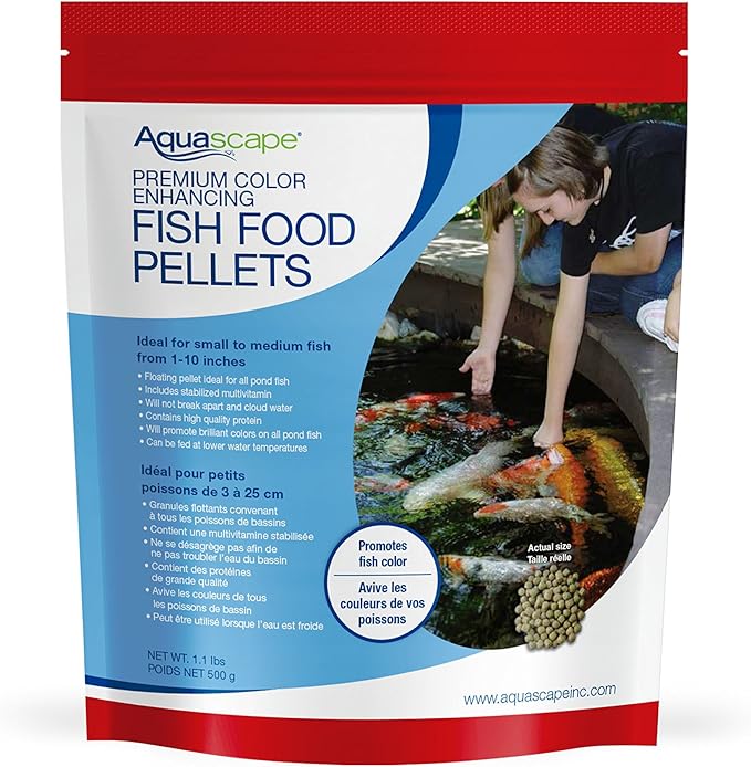 Aquascape Premium Color Enhancing Fish Food for Small to Medium Pond Fish, Medium Pellet, 1.1 Pounds | 98873